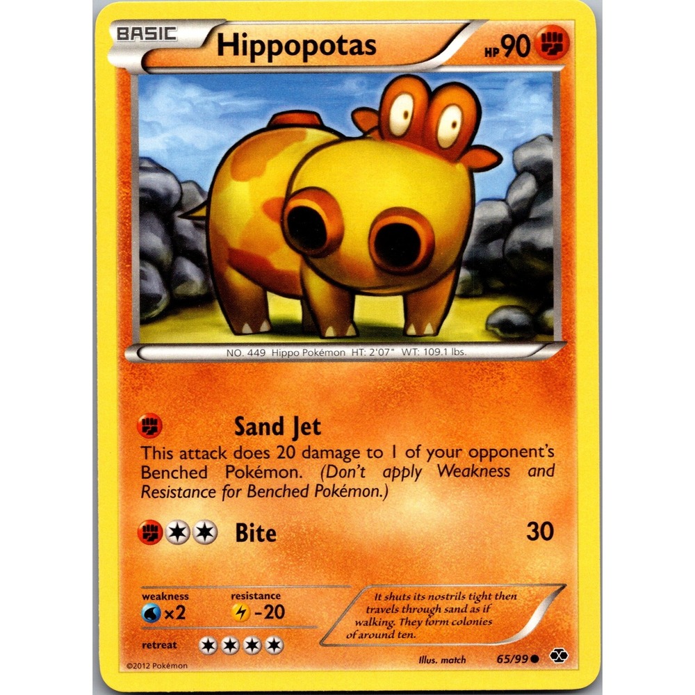 Pokemon Hippopotas 65/99 Next Destinies Common Fighting Type Card LP
